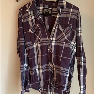Purple Long Sleeved Plaid Shirt